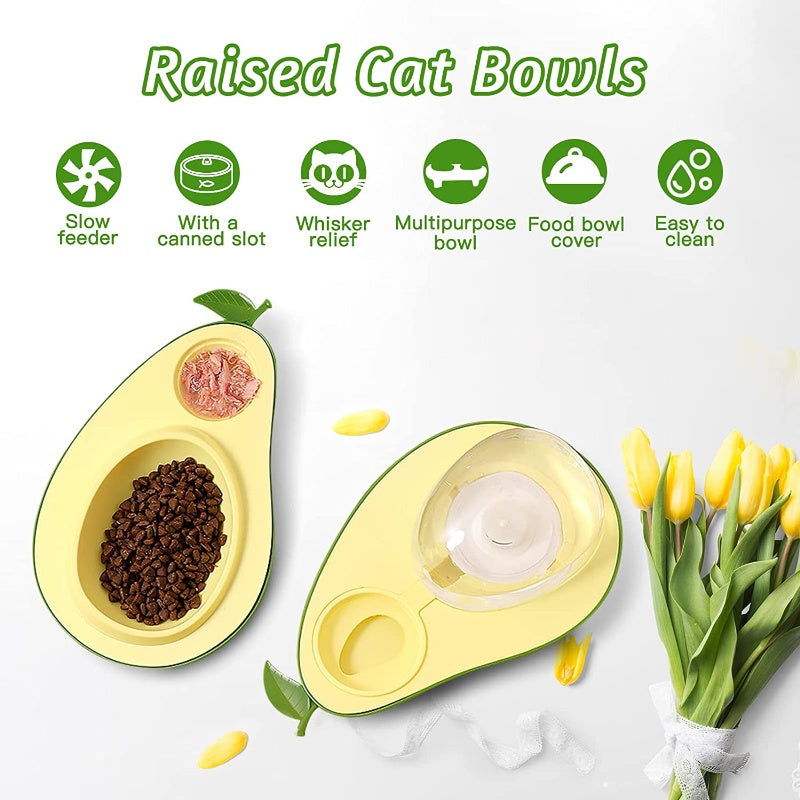 JMT-684746 Avocado-Shaped Automatic Pet Water and Slow Feeding Bowl for Cats and Small Pets, 690ml Capacity