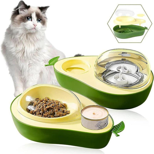 JMT-684746 Avocado-Shaped Automatic Pet Water and Slow Feeding Bowl for Cats and Small Pets, 690ml Capacity