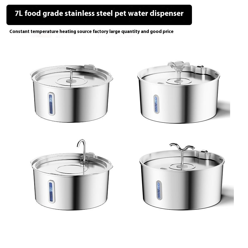 JMT-684938 7L Stainless Steel Automatic Pet Water Dispenser with Heating for Dogs and Cats