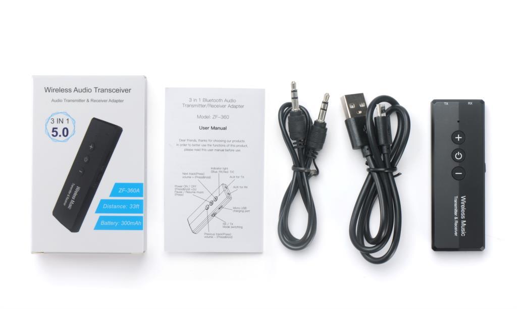 JMT-684938 Bluetooth 5.0 Receiver-Transmitter Combo with Bilateral Stereo and Built-in Battery