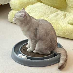 JMT-685066 Interactive Cat Scratching Board with Ball Track and Reversible Scratching Pad for Indoor Cats