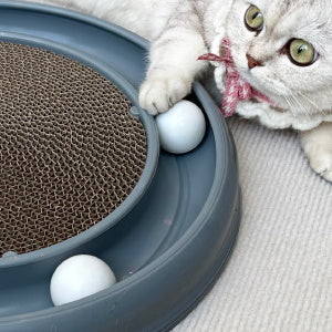 JMT-685066 Interactive Cat Scratching Board with Ball Track and Reversible Scratching Pad for Indoor Cats