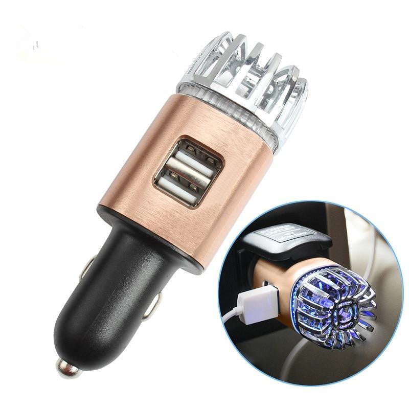 JMT-685258 2-in-1 Car Charger with Air Purifier and Dual USB Ports
