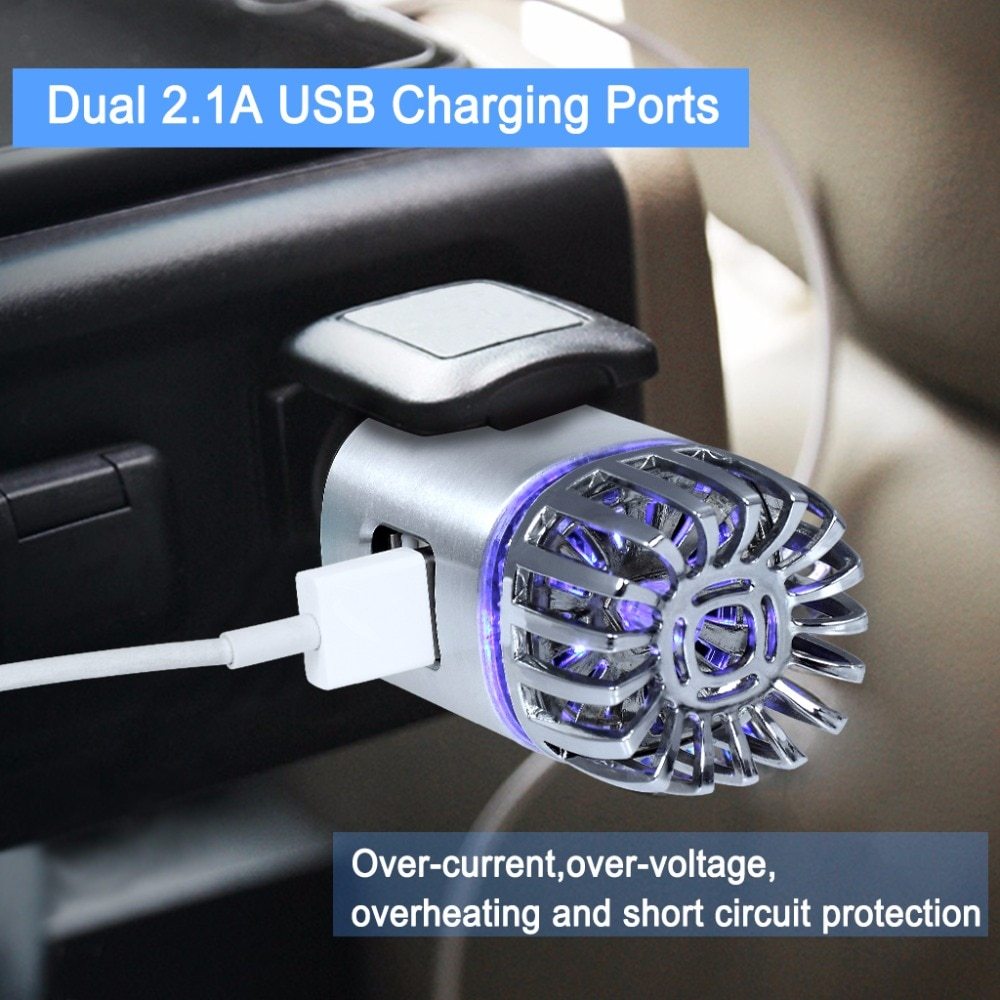 JMT-685258 2-in-1 Car Charger with Air Purifier and Dual USB Ports