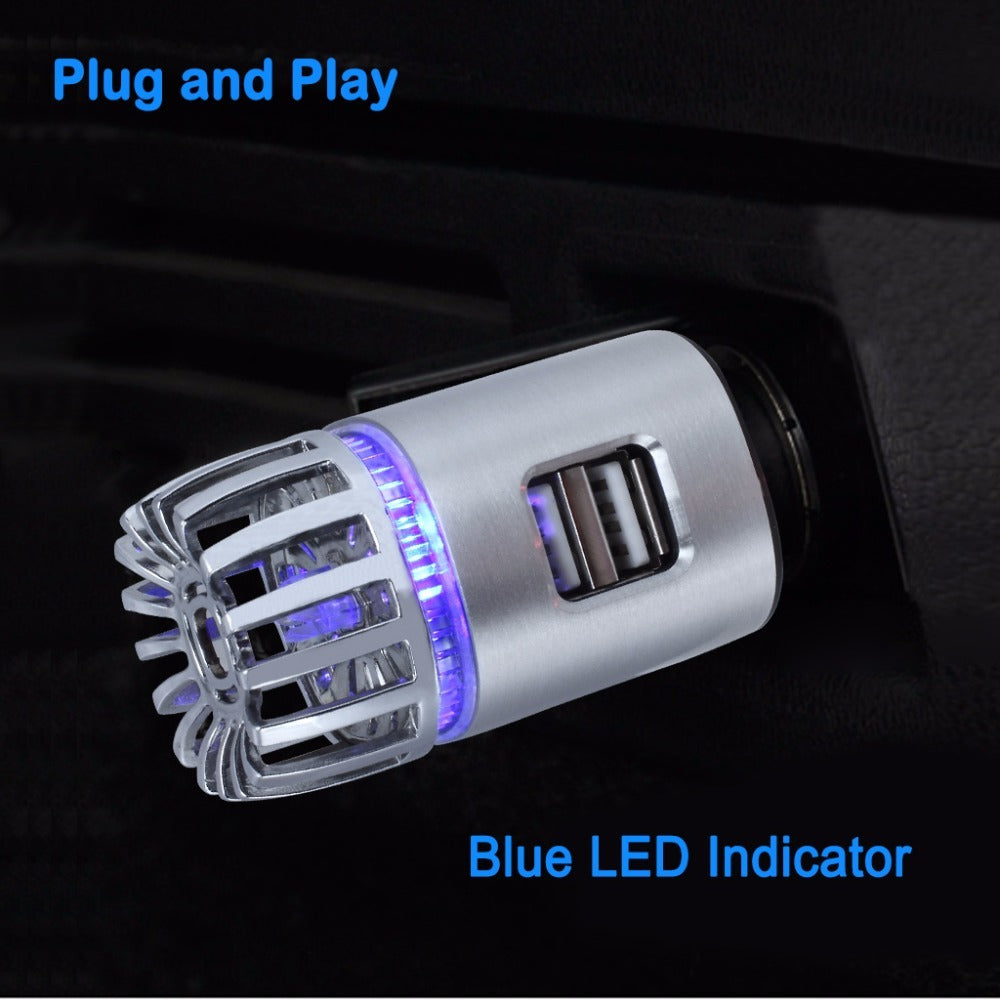 JMT-685258 2-in-1 Car Charger with Air Purifier and Dual USB Ports