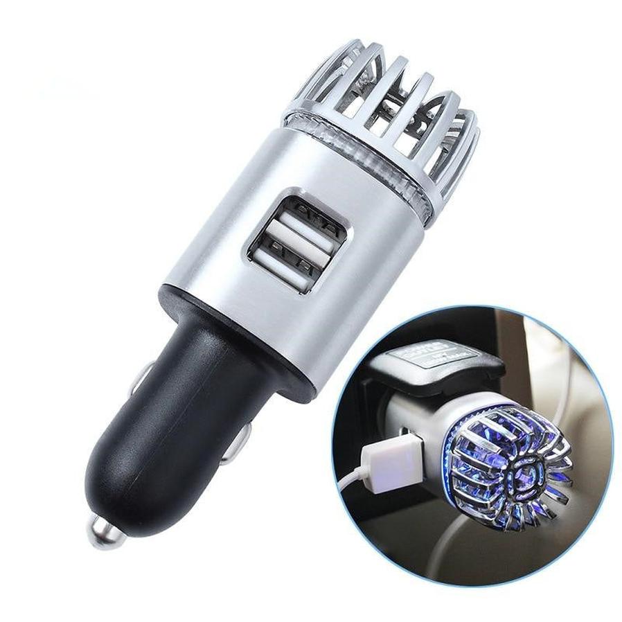 JMT-685258 2-in-1 Car Charger with Air Purifier and Dual USB Ports