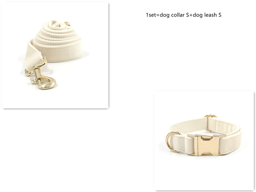 JMT-685258 Pink Velvet Pet Collar and Leash Set with Bowknot and Poo Bag, Multiple Sizes Available