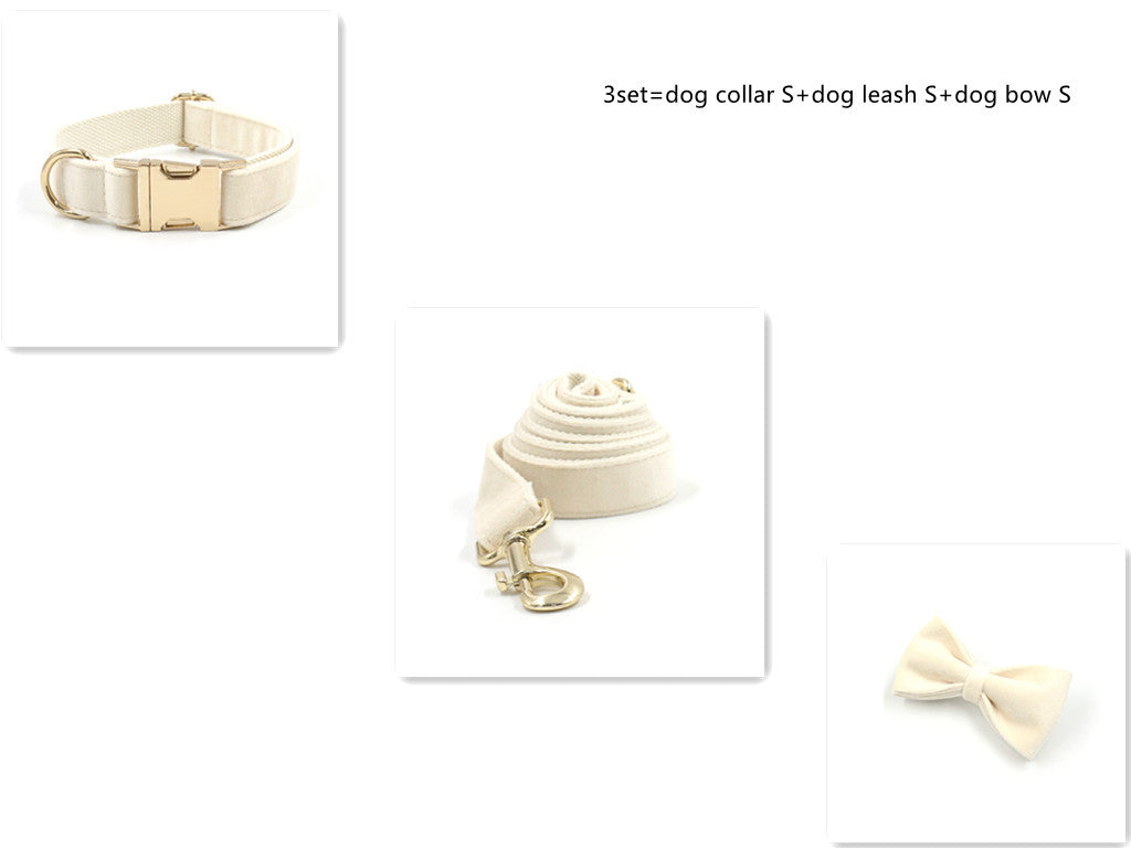 JMT-685258 Pink Velvet Pet Collar and Leash Set with Bowknot and Poo Bag, Multiple Sizes Available