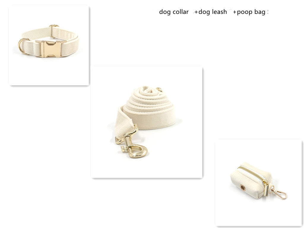 JMT-685258 Pink Velvet Pet Collar and Leash Set with Bowknot and Poo Bag, Multiple Sizes Available