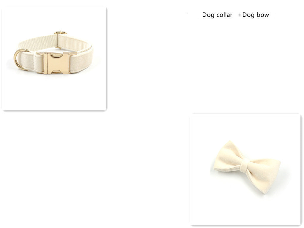 JMT-685258 Pink Velvet Pet Collar and Leash Set with Bowknot and Poo Bag, Multiple Sizes Available