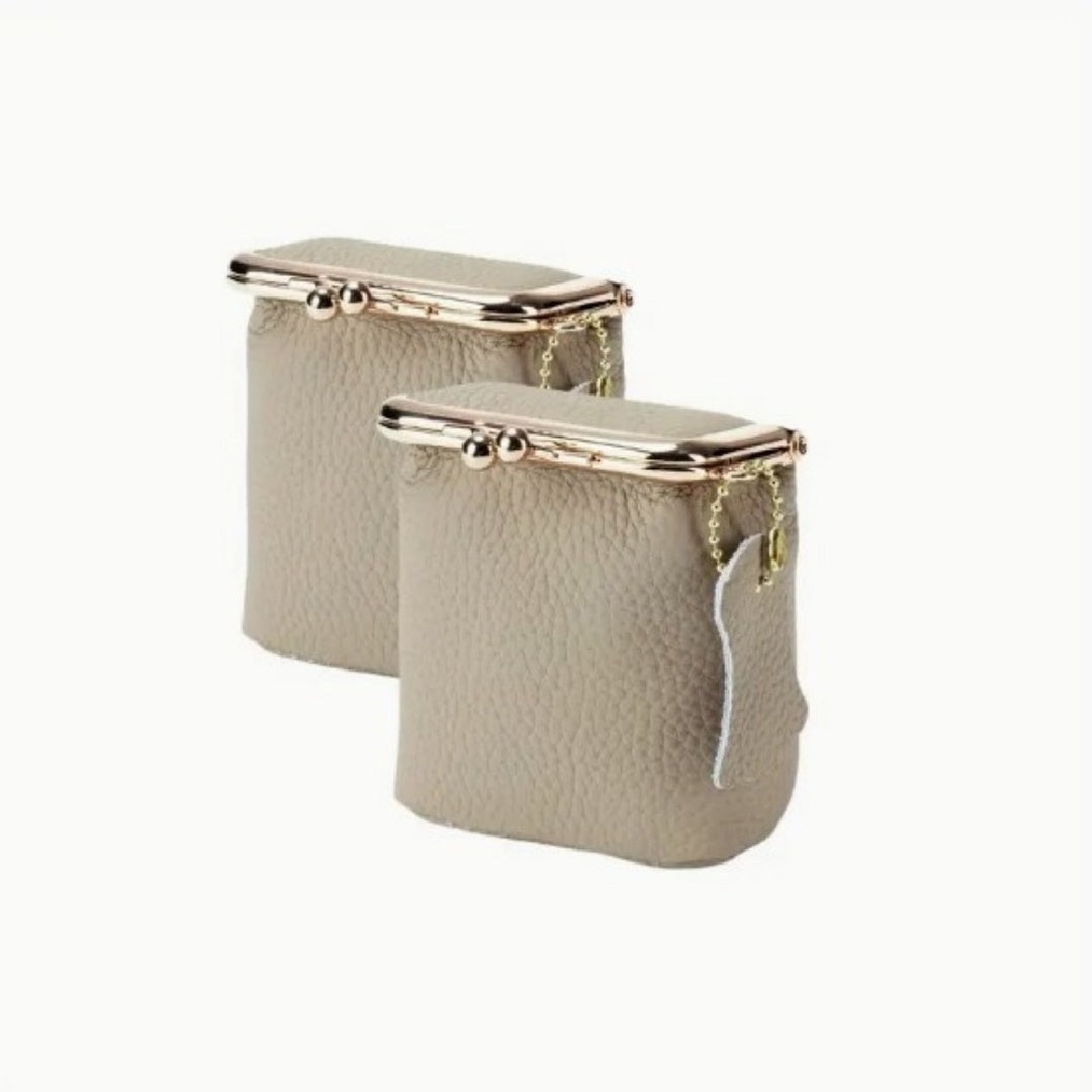JMT-685450 Genuine Leather Mini Wallet with Kiss Lock Closure for Coins and Essentials