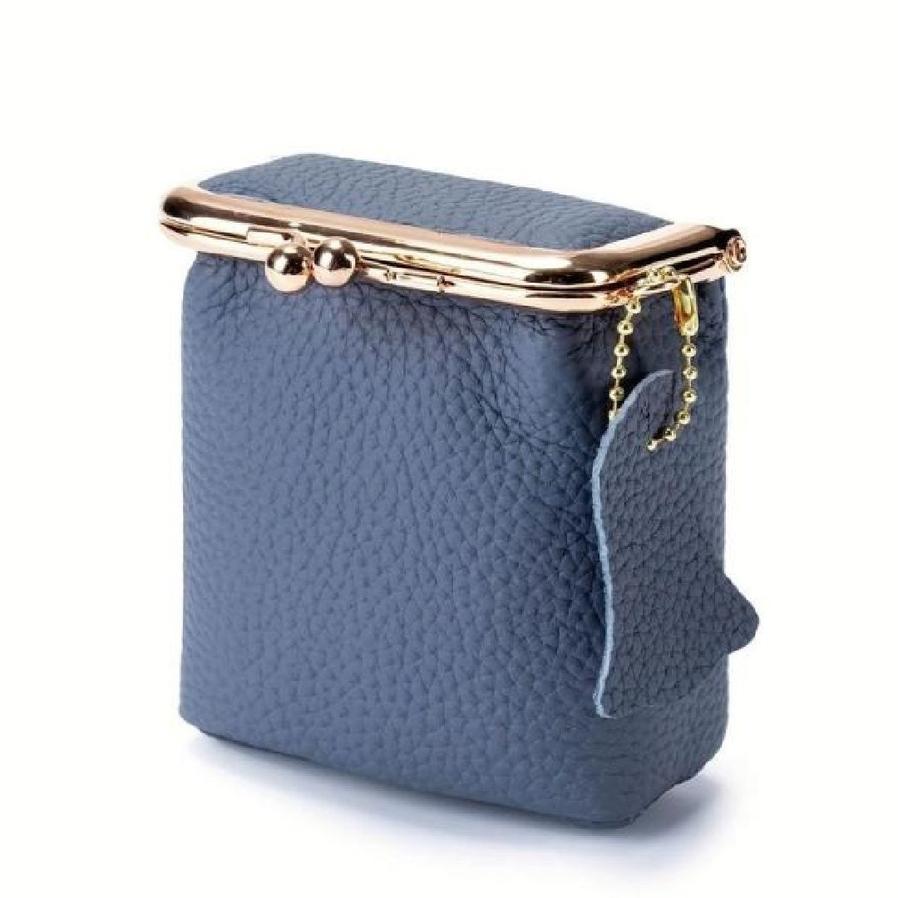 JMT-685450 Genuine Leather Mini Wallet with Kiss Lock Closure for Coins and Essentials