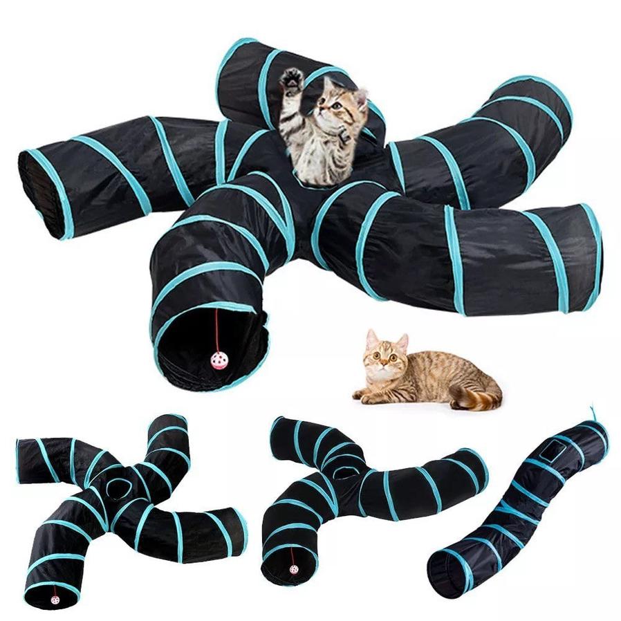 JMT-685898 Labyrinth Drilling Passage Toy for Cats - Y-Shaped Single Layer Design in Blue-Black