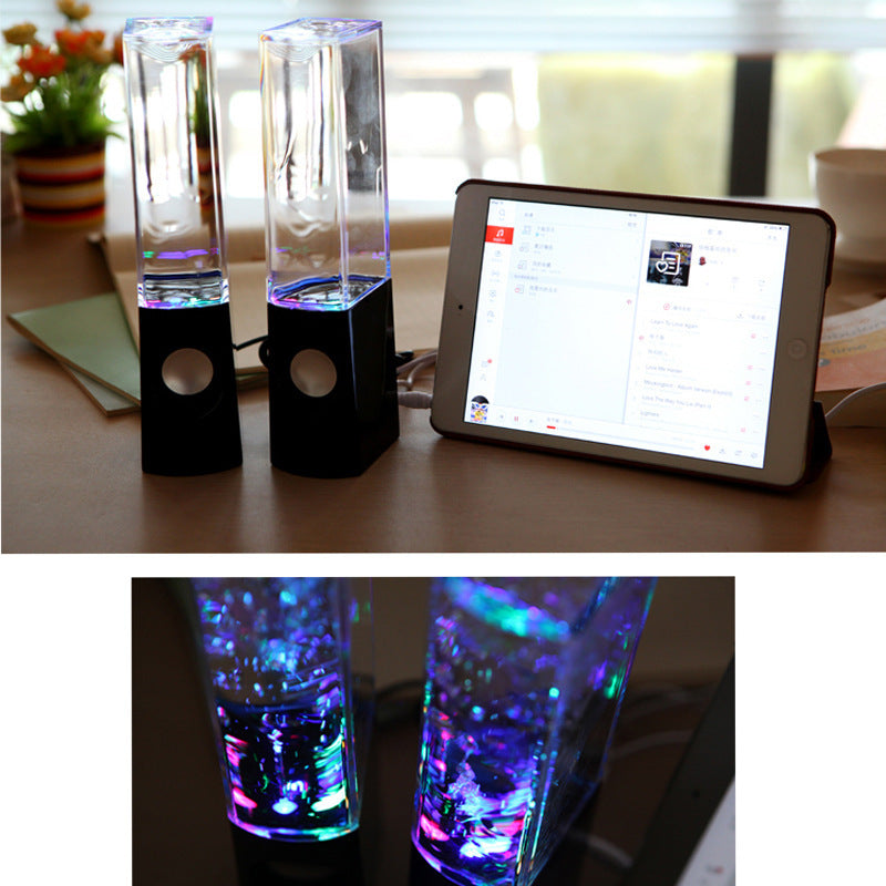 JMT-686090 Colorful Mini Dancing Water Speakers with LED Light Show – USB Powered 3.5mm Compatibility, 9-Inch Height