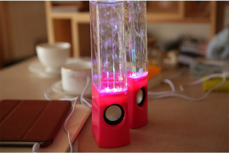 JMT-686090 Colorful Mini Dancing Water Speakers with LED Light Show – USB Powered 3.5mm Compatibility, 9-Inch Height