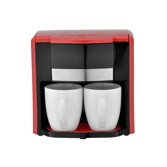 JMT-686346 Compact 300ml Coffee Maker with Hot Plate and Dual Drip Cups