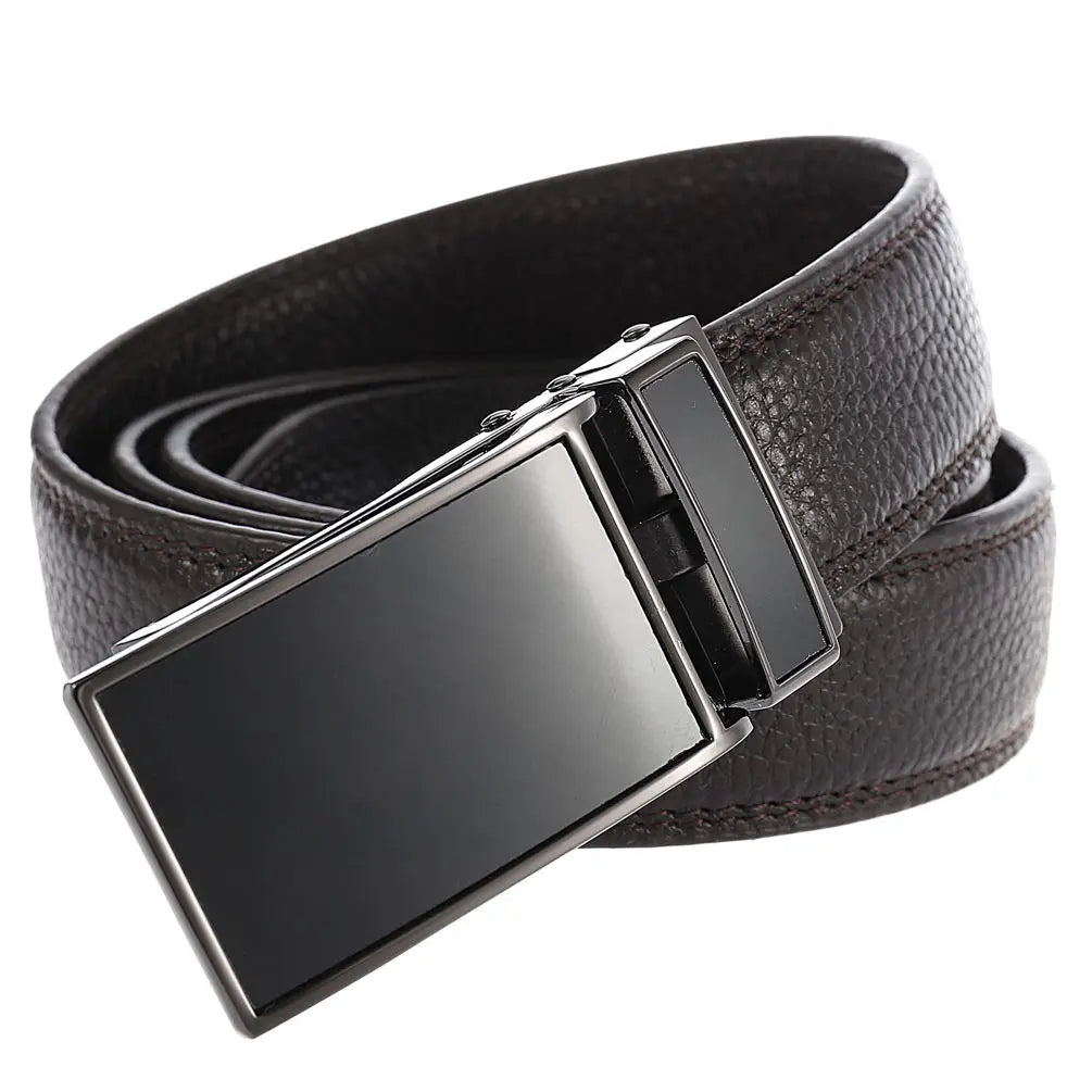 JMT-686666 Zinc Alloy Belt Buckle with Genuine Leather Belt for Men