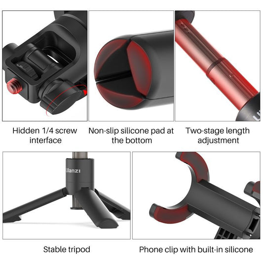 JMT-686922 Adjustable Selfie Stick Tripod with Vertical and Horizontal Phone Holder Compatible with iPhone Models