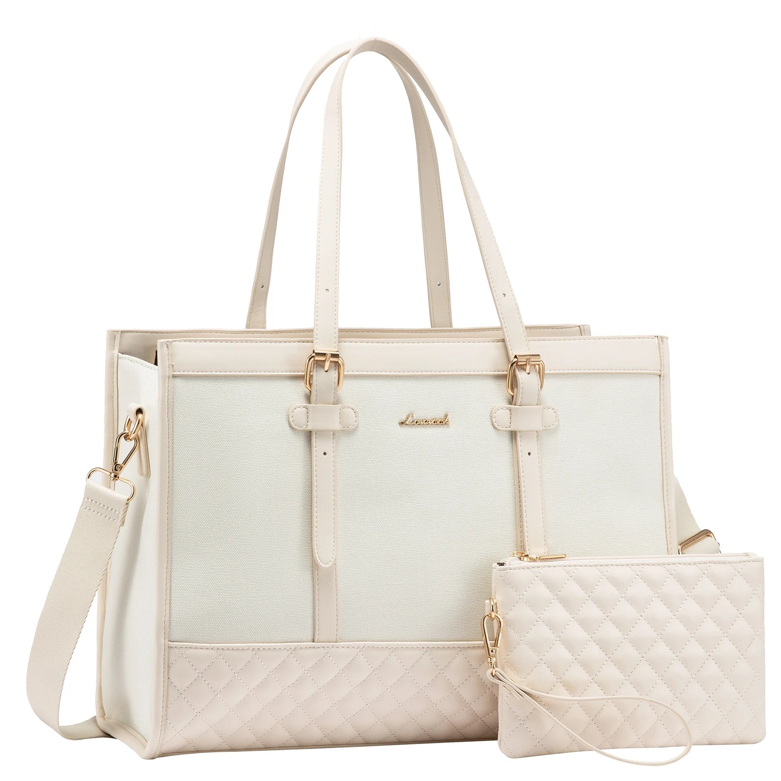 JMT-687946 15.6 Inch Laptop Tote Bag with Clutch Purse for Women - Large Capacity Office Handbag and Business Briefcase