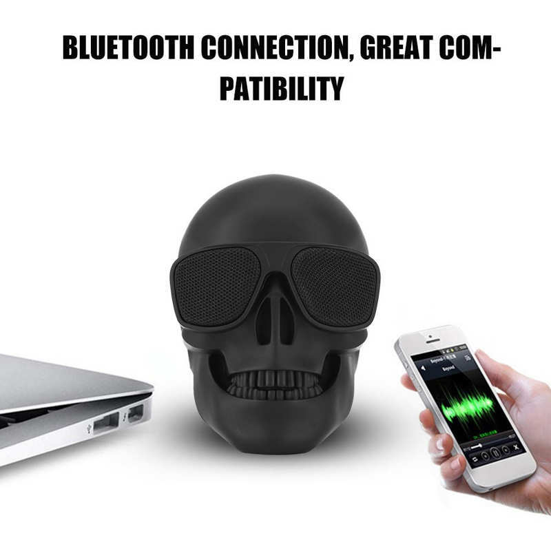 JMT-688394 Creative Skull Head Wireless Bluetooth Subwoofer Speaker - Black, Plastic Material