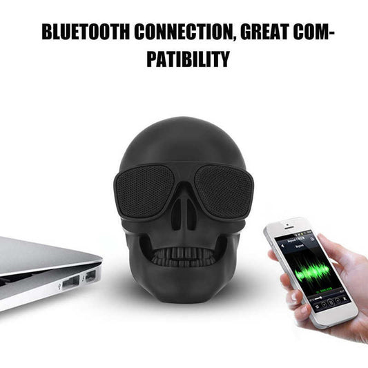 JMT-688394 Creative Skull Head Wireless Bluetooth Subwoofer Speaker - Black, Plastic Material