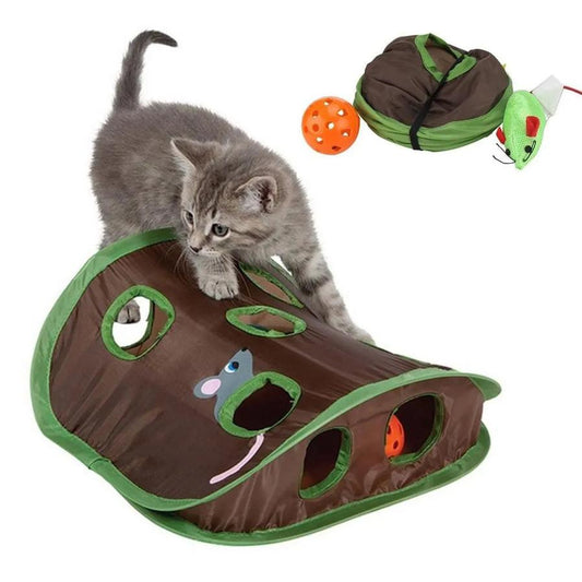 JMT-688522 Interactive Cat Toy with 9-Hole Tunnel for Pouncing and Hunting Fun
