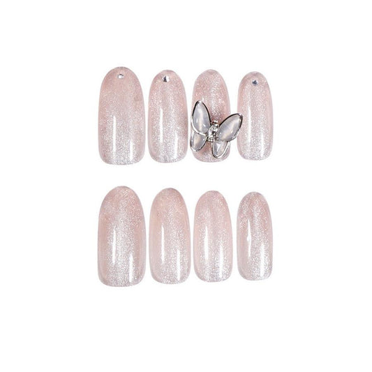 JMT-688522 Spar Cat Eye Zircon Butterfly Nail Art – 24 Piece Set, 20g Nail Patch