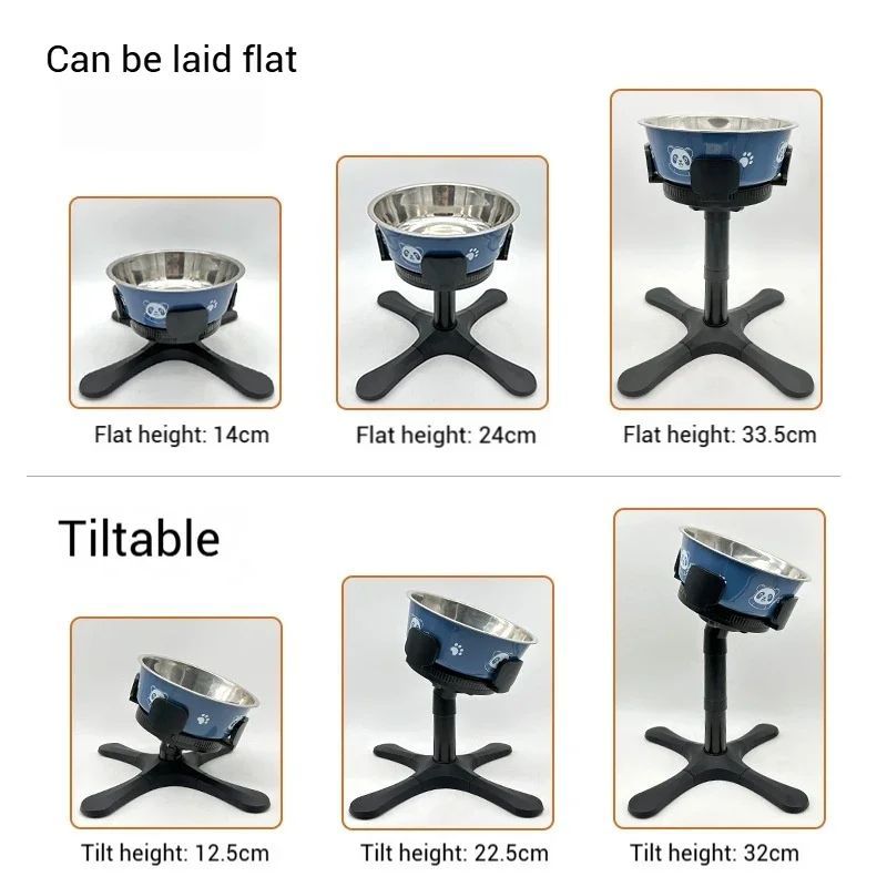 JMT-689546 Adjustable Elevated Dog Food and Water Bowl Stand with Anti-Slip Design for Medium and Large Pets