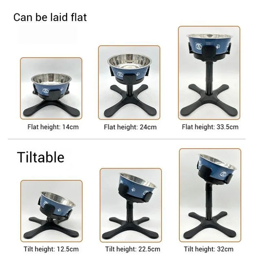 JMT-689546 Adjustable Elevated Dog Food and Water Bowl Stand with Anti-Slip Design for Medium and Large Pets