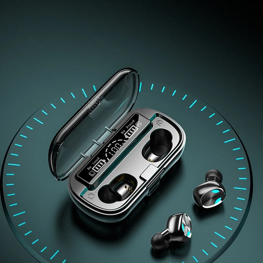 JMT-689546 Wireless Bass Earbuds with LED Display and Power Bank, Waterproof TWS Earphones