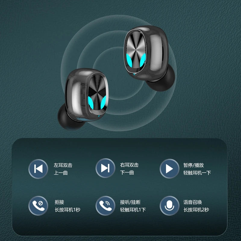 JMT-689546 Wireless Bass Earbuds with LED Display and Power Bank, Waterproof TWS Earphones