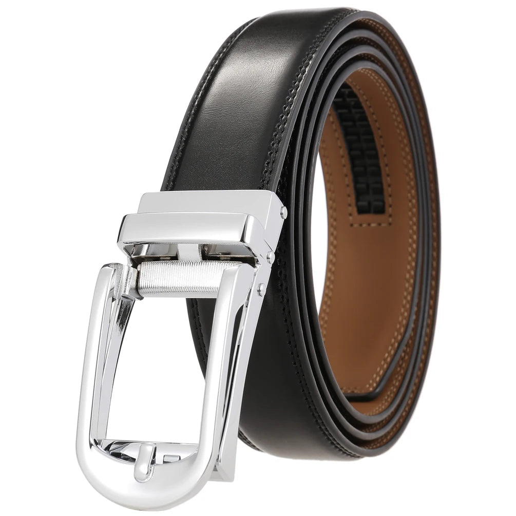 JMT-690122 Reversible Pull Buckle Casual Leather Belt - Model LY33-23425-1