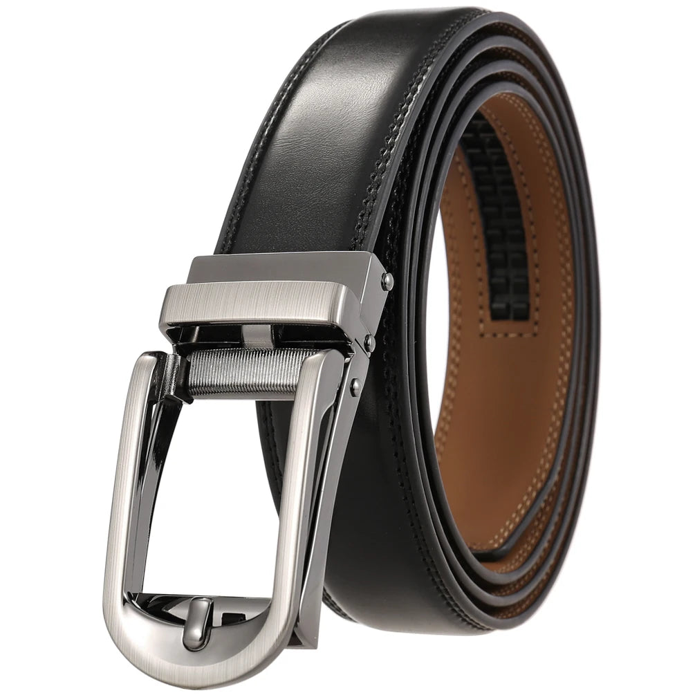 JMT-690122 Reversible Pull Buckle Casual Leather Belt - Model LY33-23425-1