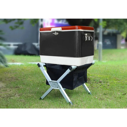 JMT-690570 Foldable Aluminium Portable Fridge Stand with Pocket for Outdoor Camping, Hiking, and Fishing - 80kg Capacity