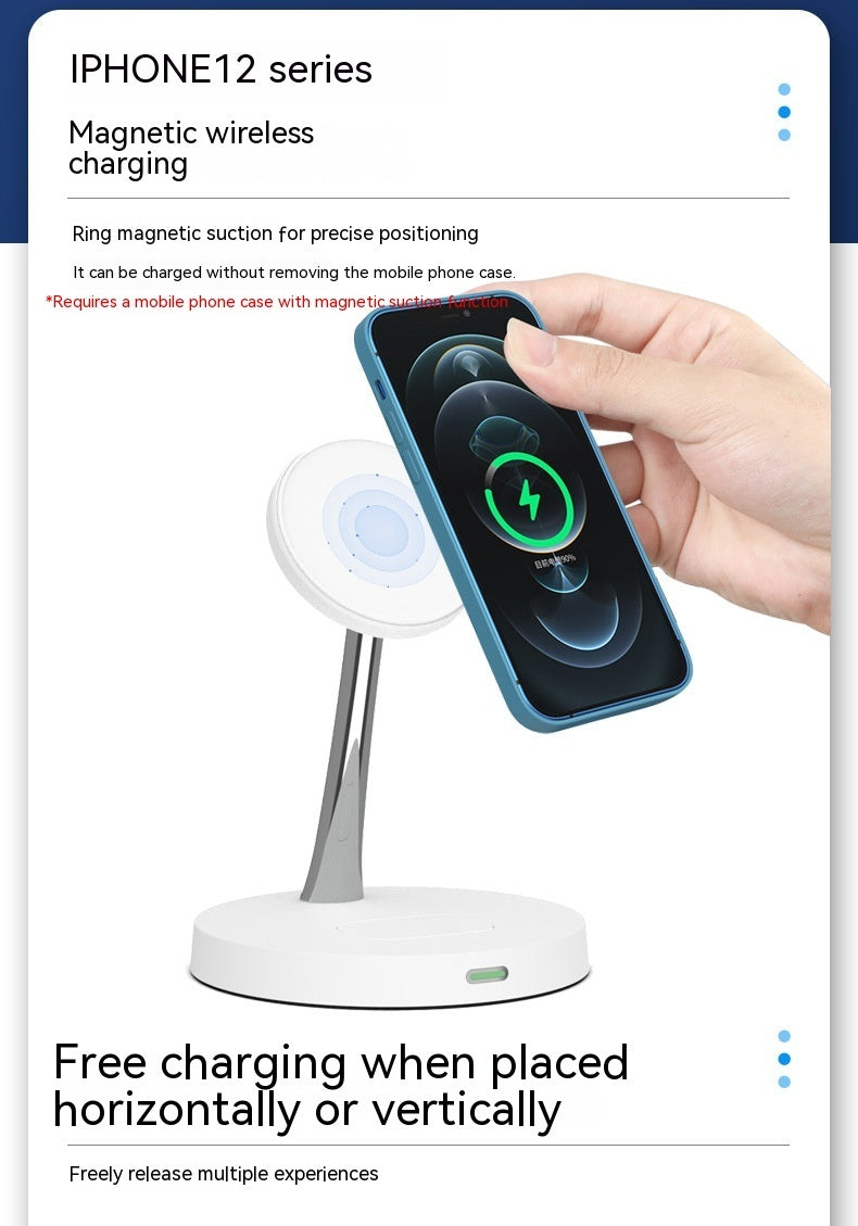 JMT-690698 15W Magnetic Three-in-One Night Light Charging Station with Wireless Fast Charging