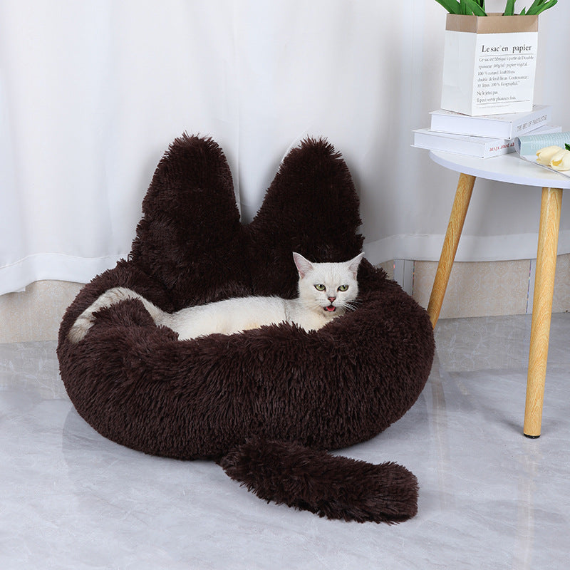 JMT-690826 Cozy Round Plush Pet Bed for Cats and Dogs - Warm Winter Nest Cushion