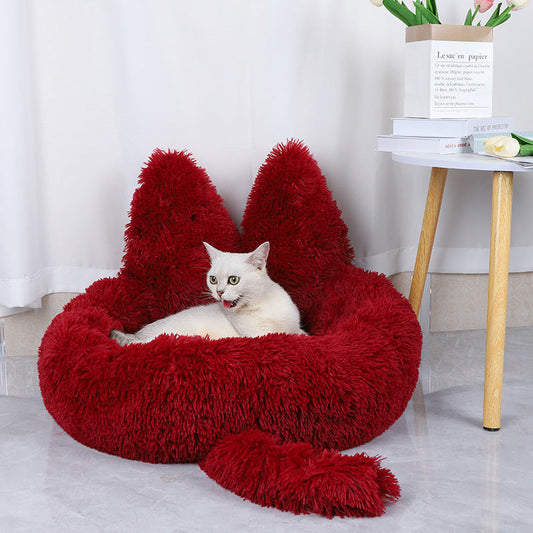 JMT-690826 Cozy Round Plush Pet Bed for Cats and Dogs - Warm Winter Nest Cushion