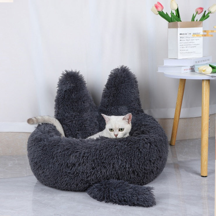 JMT-690826 Cozy Round Plush Pet Bed for Cats and Dogs - Warm Winter Nest Cushion
