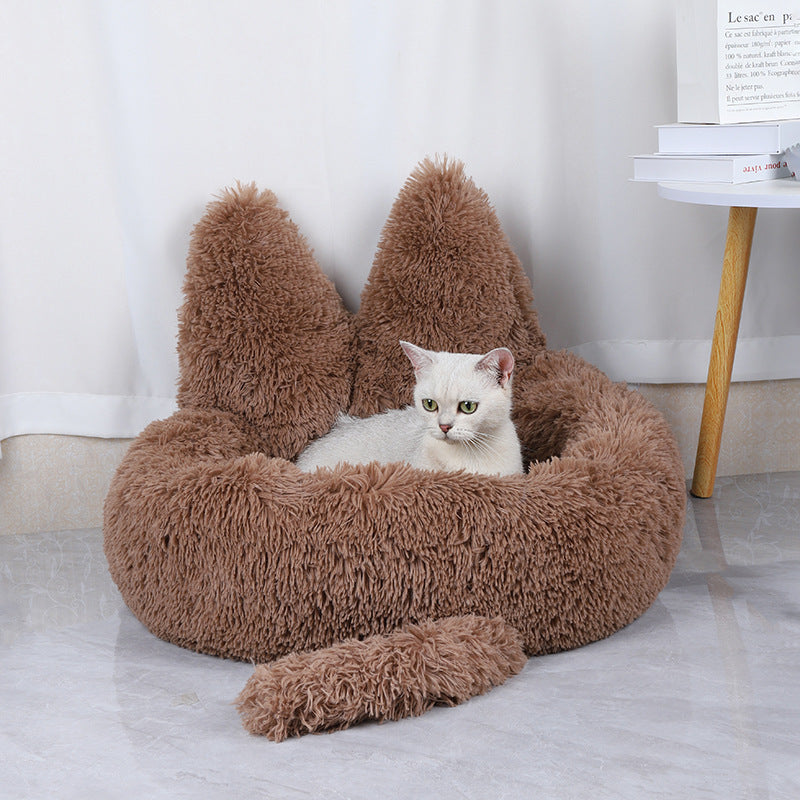 JMT-690826 Cozy Round Plush Pet Bed for Cats and Dogs - Warm Winter Nest Cushion