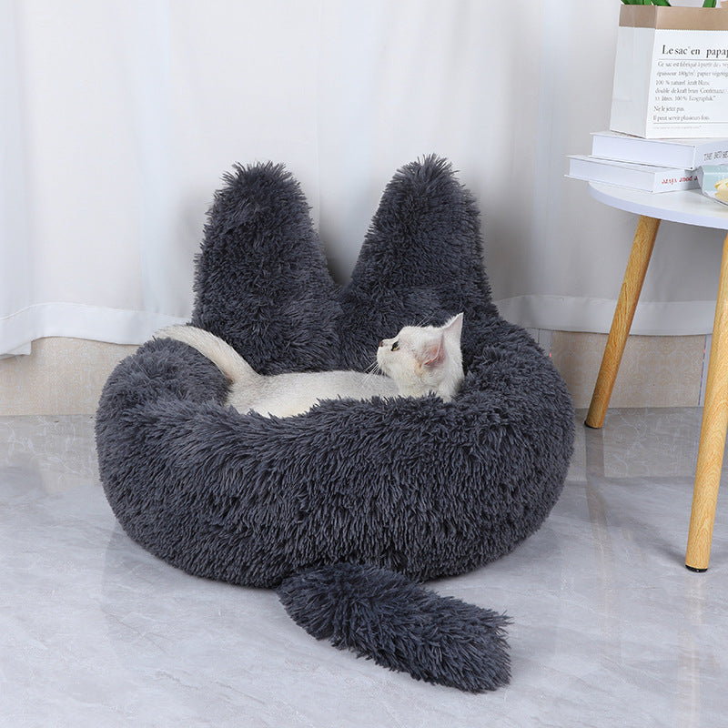 JMT-690826 Cozy Round Plush Pet Bed for Cats and Dogs - Warm Winter Nest Cushion