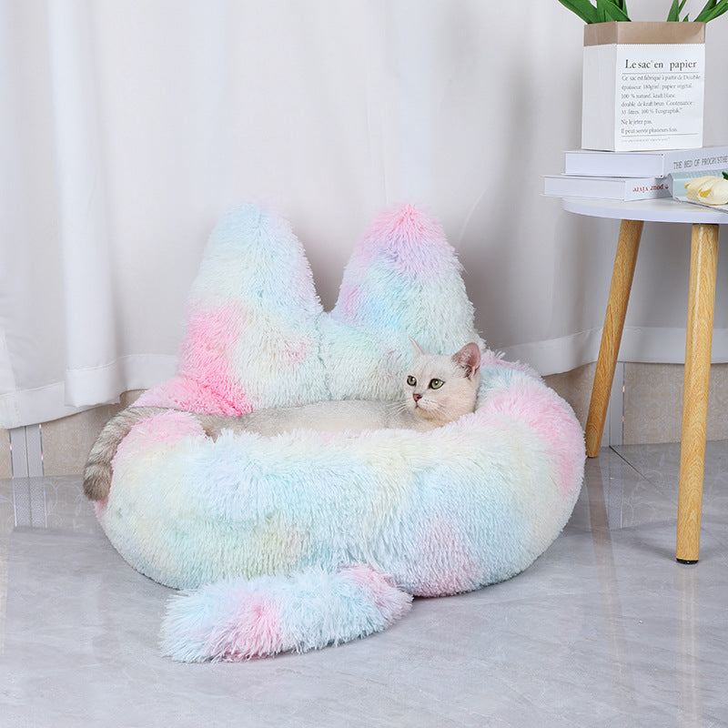 JMT-690826 Cozy Round Plush Pet Bed for Cats and Dogs - Warm Winter Nest Cushion
