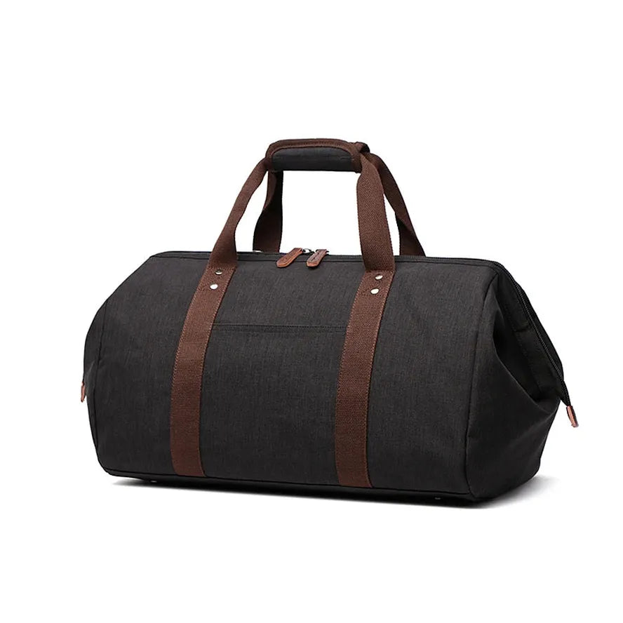 JMT-690890 Large Capacity Waterproof Canvas Travel Bag - Black Crossbody Duffel 49cm x 27cm x 32cm