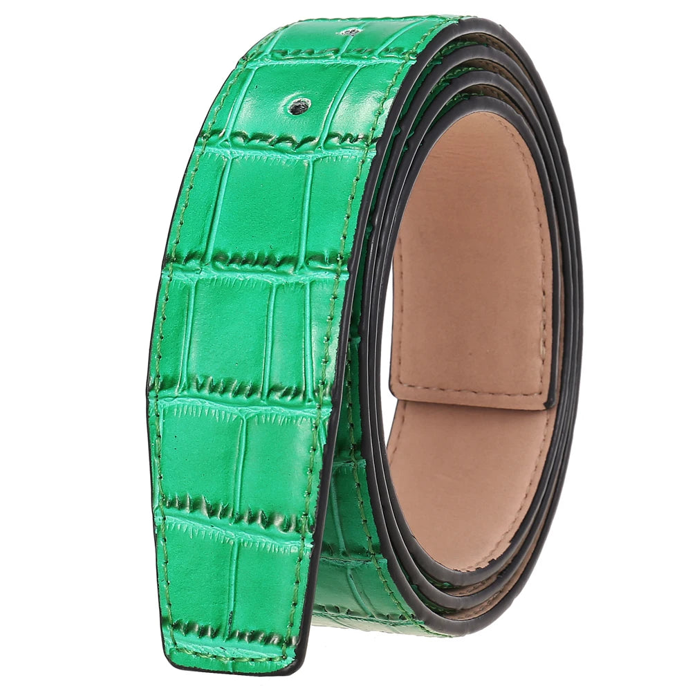 JMT-691274 Genuine Leather 3.8CM Colourful Punching Belt - Versatile Fashion Accessory