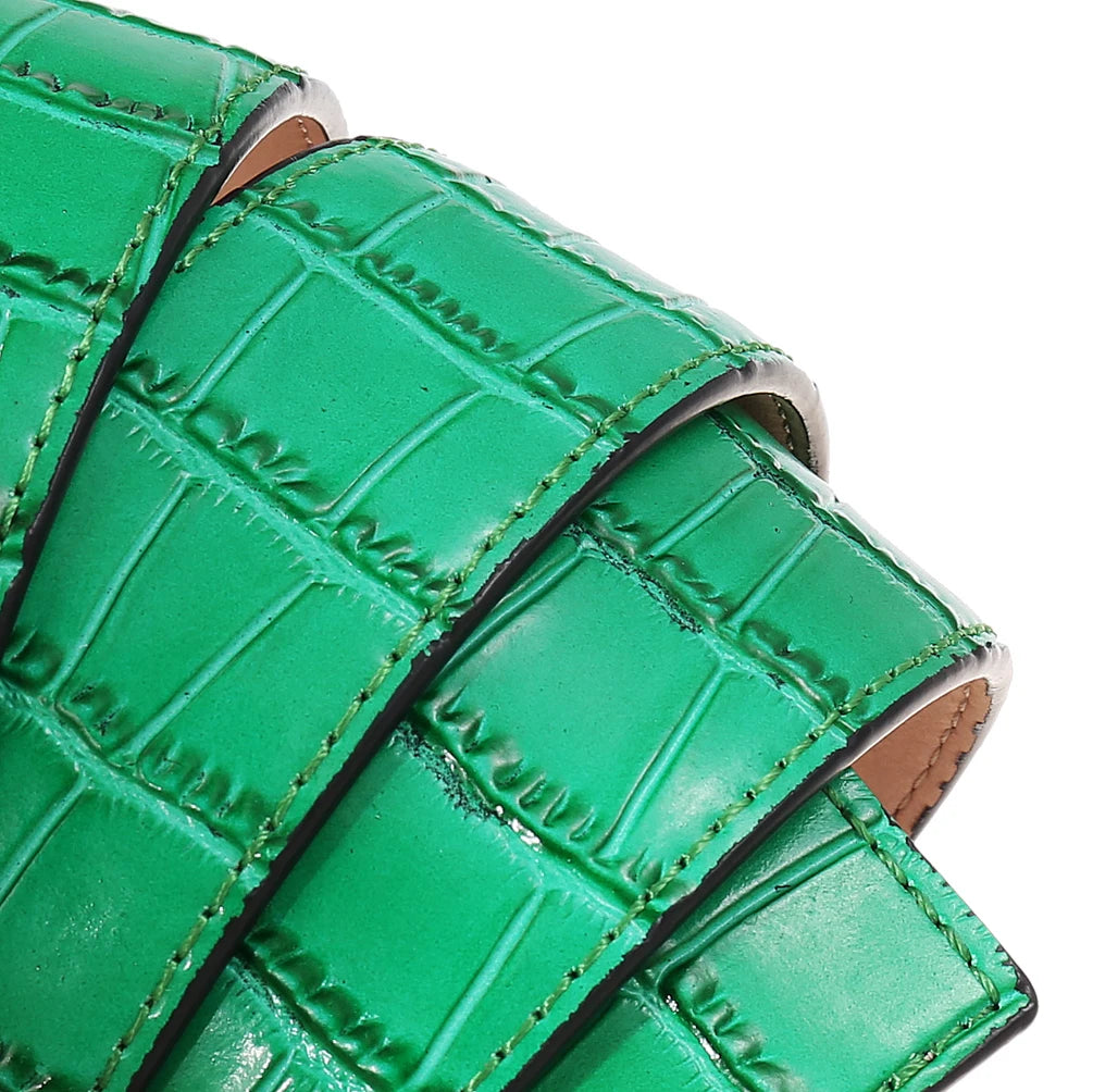 JMT-691274 Genuine Leather 3.8CM Colourful Punching Belt - Versatile Fashion Accessory
