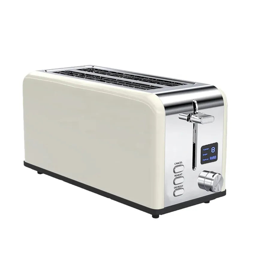 JMT-691338 Extra Raising LCD Toaster with 6 Toasting Positions and Crumbs Collector – Metal Toaster for Long Grooves