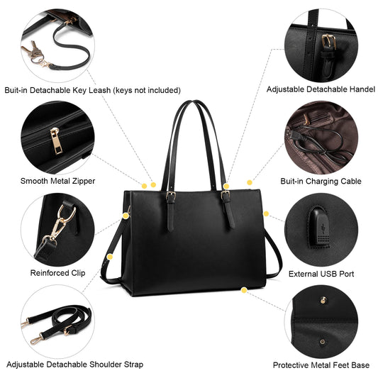JMT-691338 Stylish 15.6 Inch Laptop Tote Bag Set with Large Capacity for Professional Use