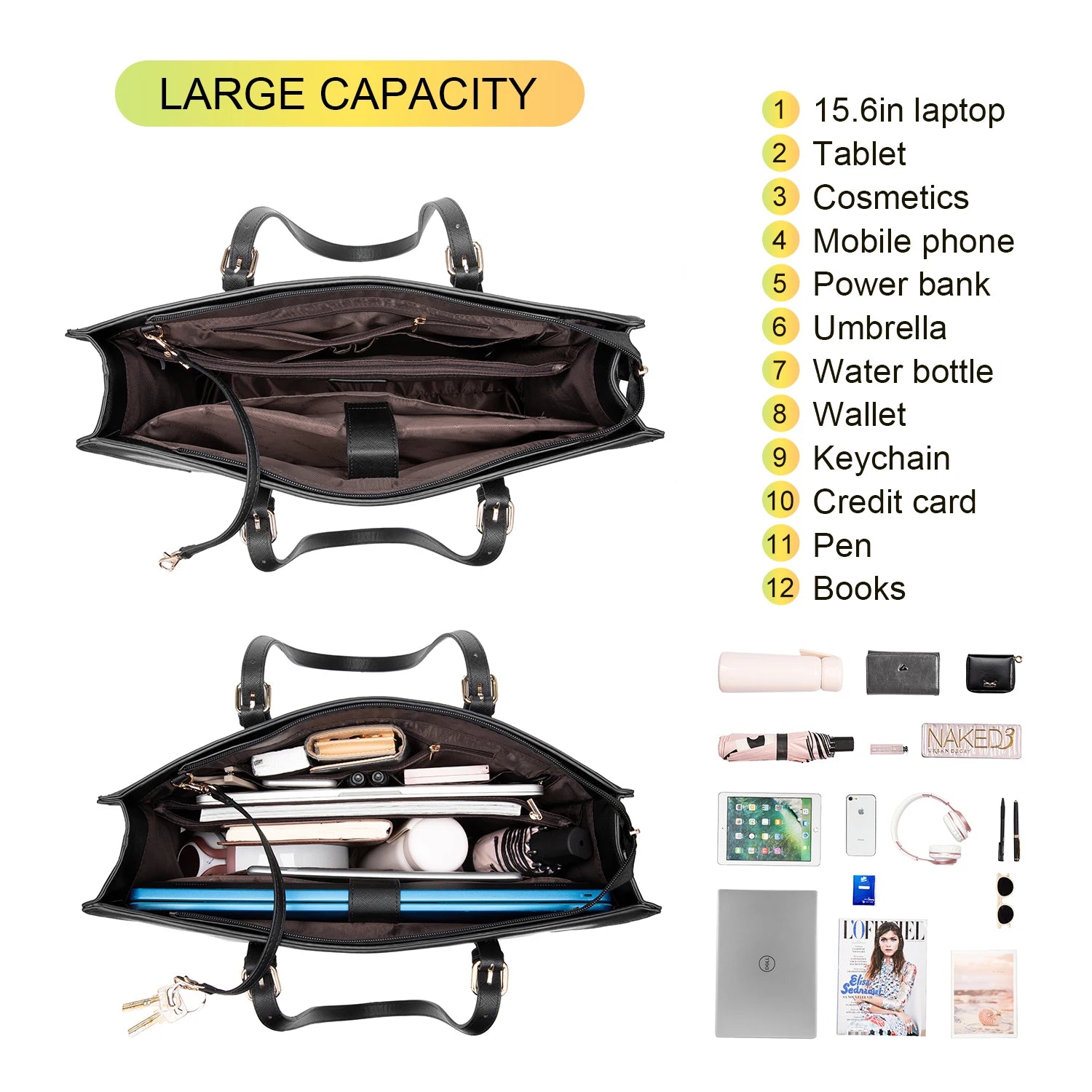 JMT-691338 Stylish 15.6 Inch Laptop Tote Bag Set with Large Capacity for Professional Use