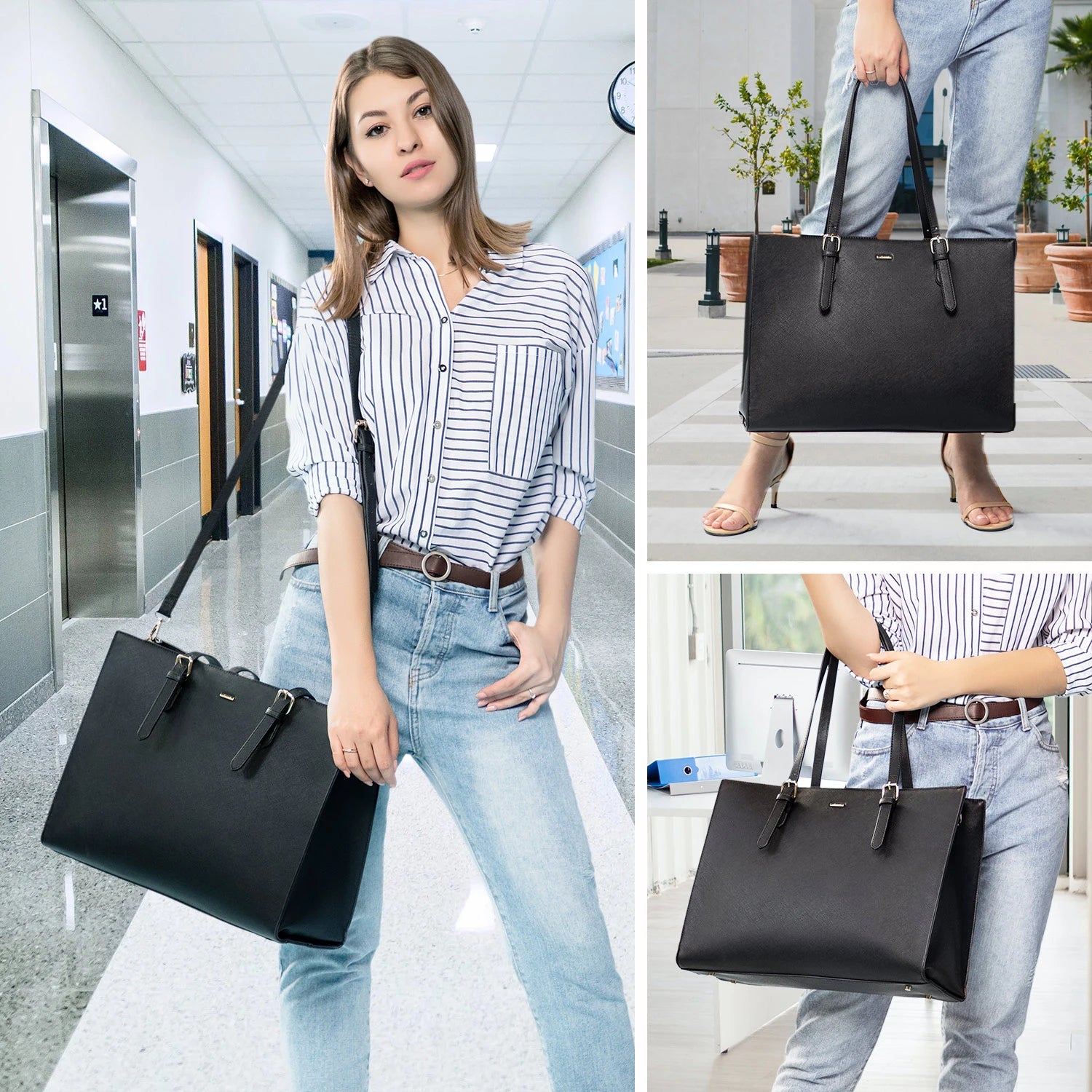JMT-691338 Stylish 15.6 Inch Laptop Tote Bag Set with Large Capacity for Professional Use