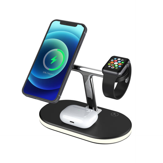 JMT-691850 Three-in-One Magnetic Wireless Fast Charging Bracket with Night Light – Compatible with Lithium Battery Devices
