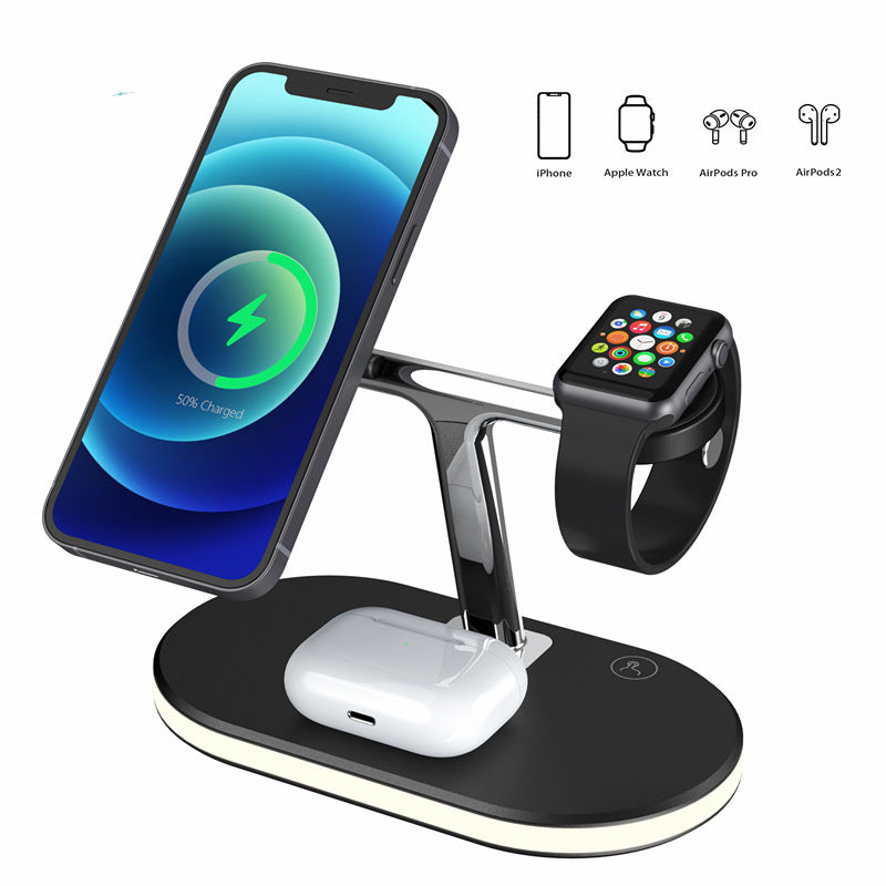 JMT-691850 Three-in-One Magnetic Wireless Fast Charging Bracket with Night Light – Compatible with Lithium Battery Devices